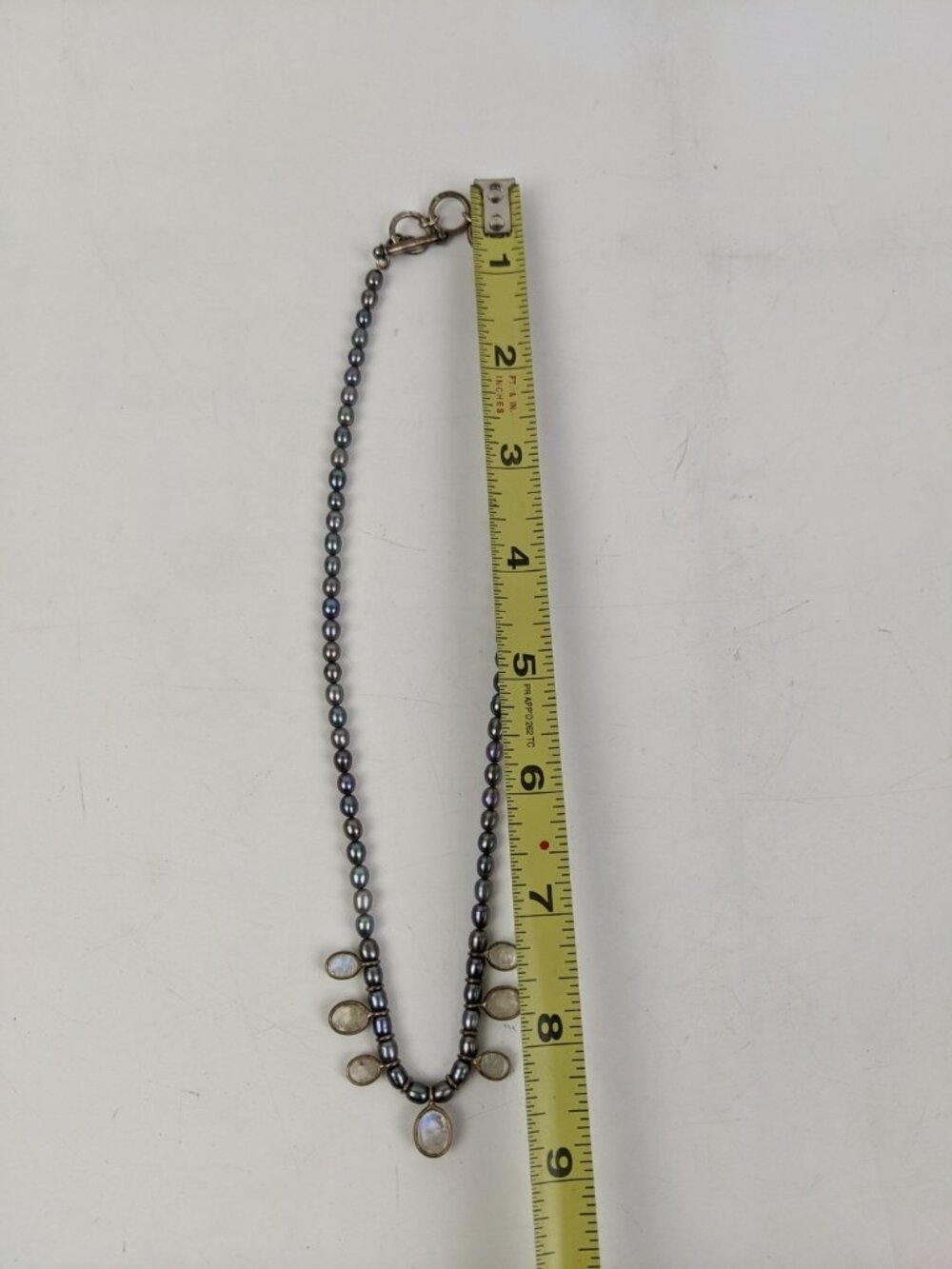 Iridescent Pearl & Moonstone Necklace Statement Vintage Teardrop - Picture 10 of 12